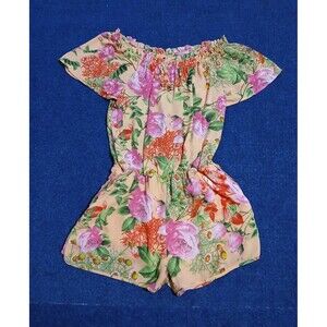 Smell The Roses Floral Off Shoulder Romper with Pockets Small  NWOT